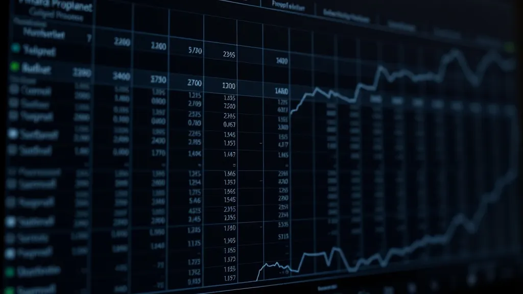 Close-up of a professional financial spreadsheet on a dark s