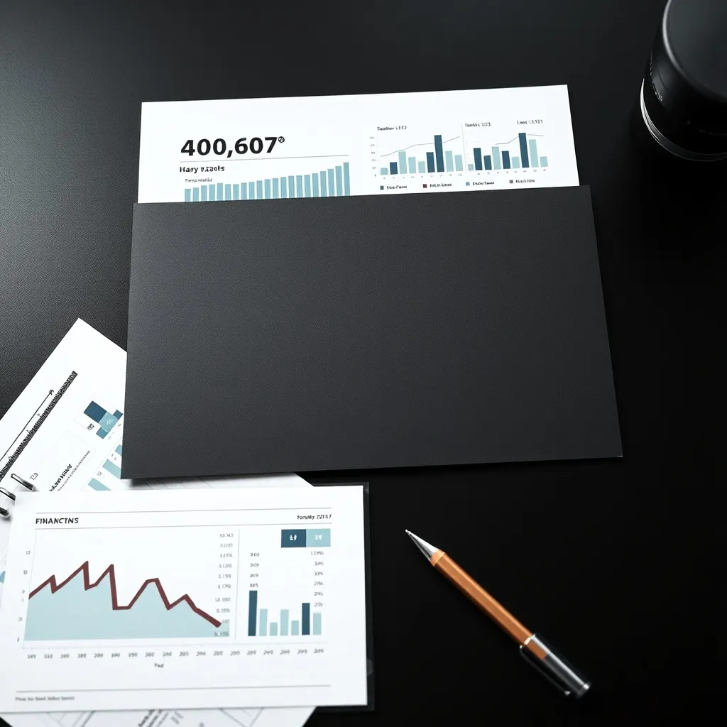 A professional, high-contrast flat lay of a modern financial