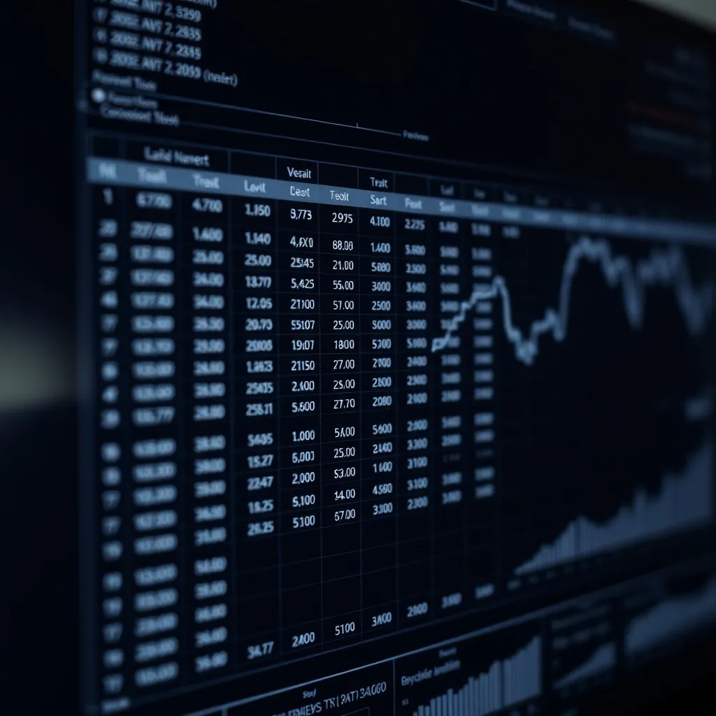 A professional, high-contrast close-up of a financial spread